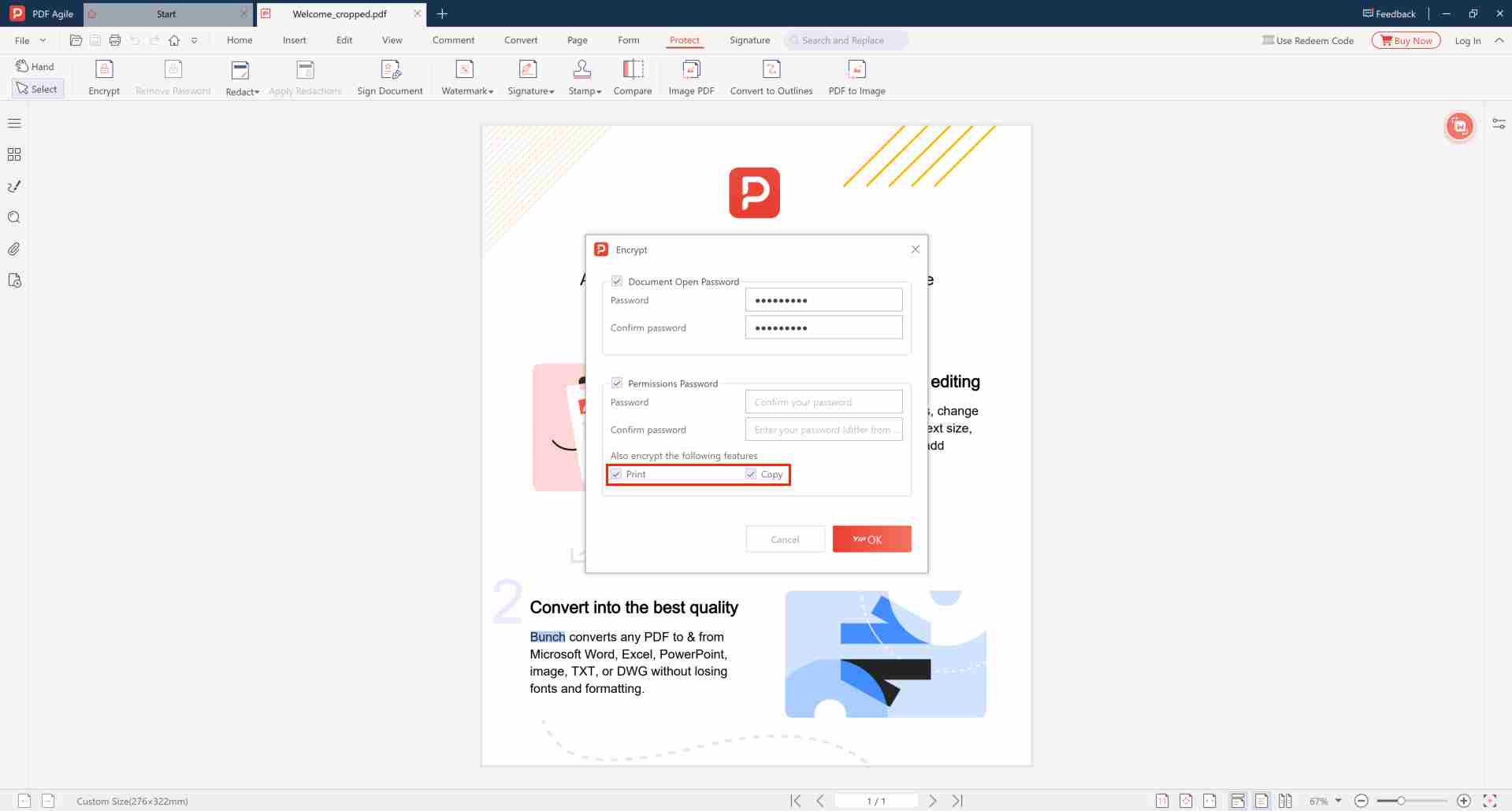 How to password protect a PDF using PDF Agile encryption dialog